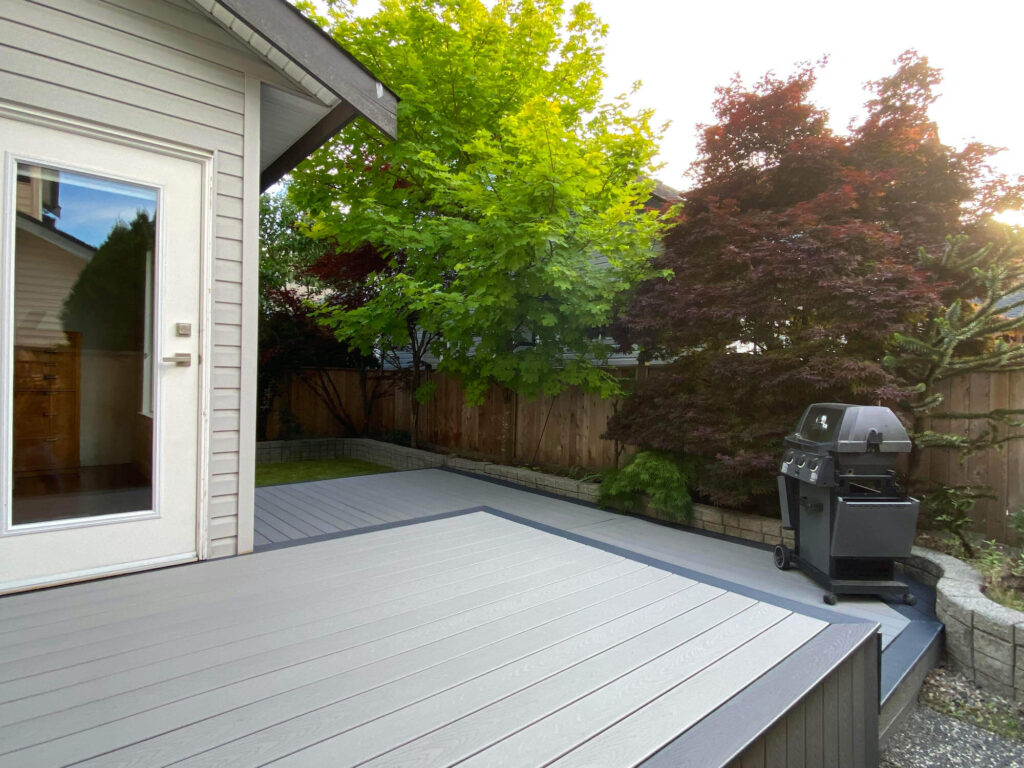 Rear deck at door entrance of house